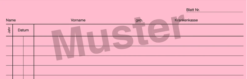 Krankenblatt M1   Stück  100 Blatt rosa, kopfgelocht, A5