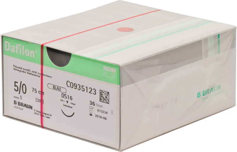 Dafilon®  Packung  36 Stück blau, 75 cm, DS16, 3\8 Kreis, schneidend, 16 mm, USP 5\0