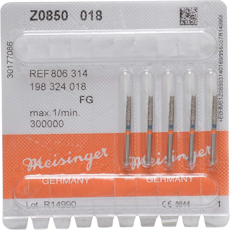 Diamanten Z0850  Packung  5 Stück blau mittel, FG, Figur 198 konisch rund, 8 mm, ISO 018