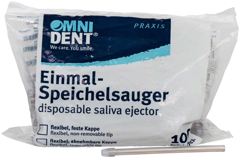 Omni Speichelsauger  Packung  100 Stück feste Kappe transparent