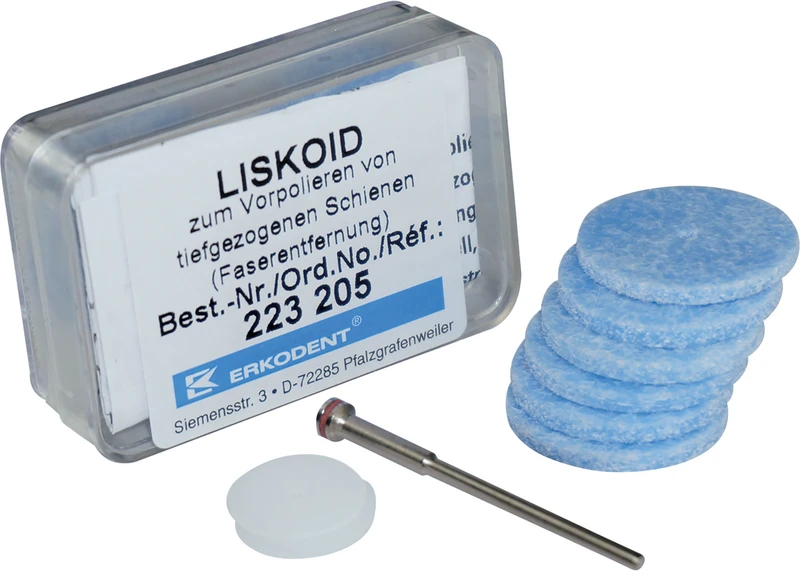 LISKOID  Packung  6 Stück unmontiert,blau, 4 Stützscheiben, 1 Mandrell