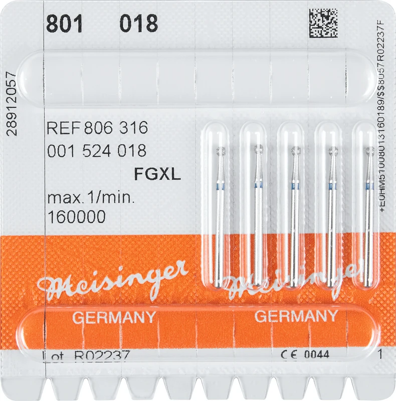 Diamanten 801  Packung  5 Stück blau mittel, FG XL, Figur 001 Rund, ISO 018