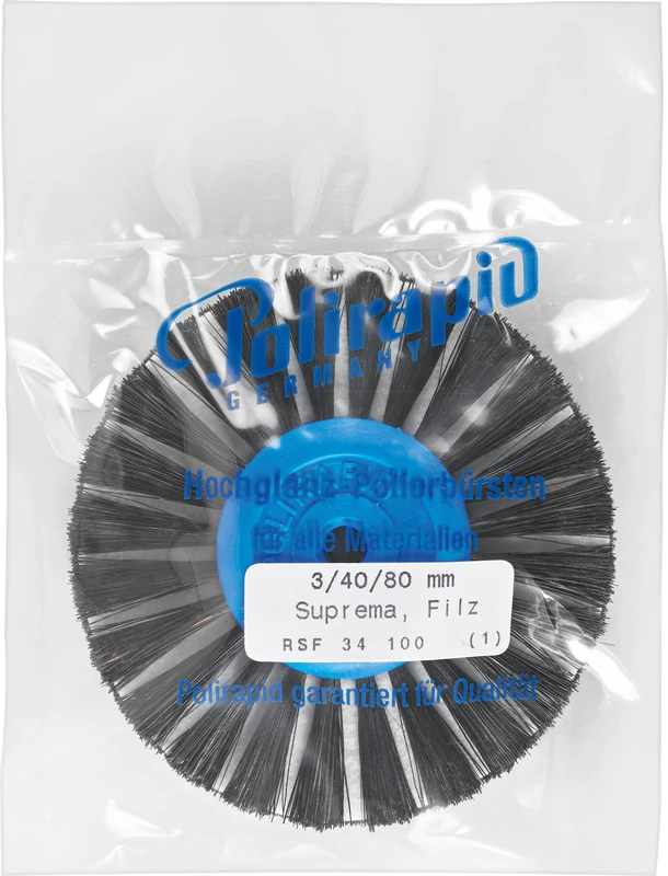 Suprema Rundbürsten Einlage  Stück  mit KK, 3-reihig, Chungking x-steif schw., E: Filz, spitz, Kern: Ø 40 mm, Außen: Ø 80 mm