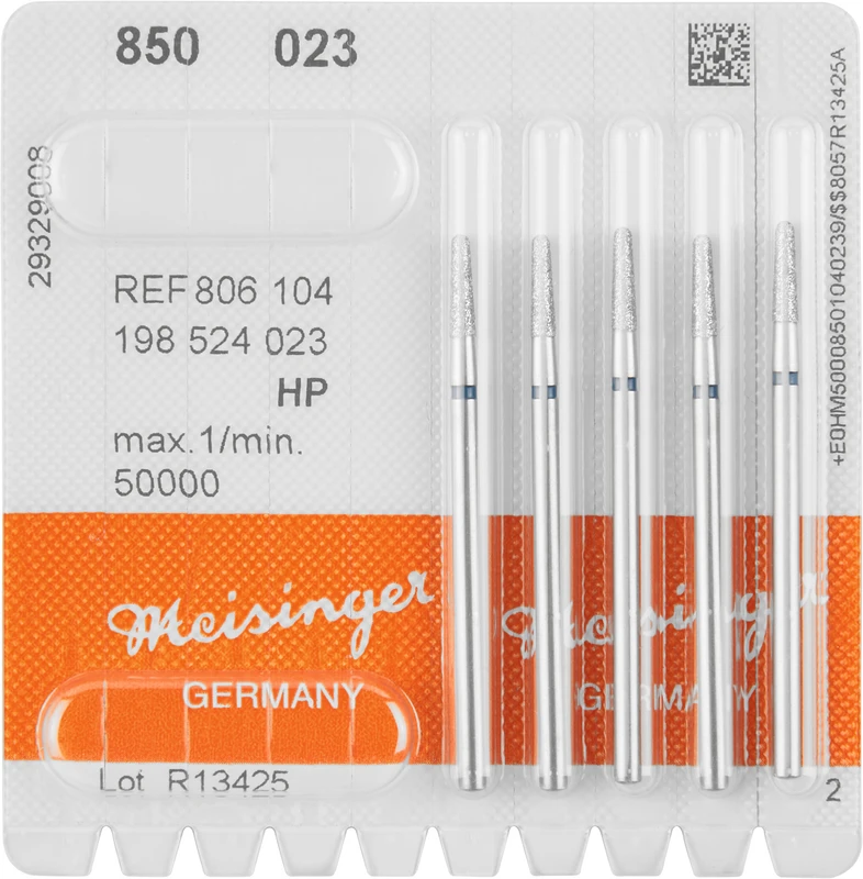 Diamanten 850  Packung  5 Stück blau mittel, HP, Figur 198 konisch rund, 8 mm, ISO 023