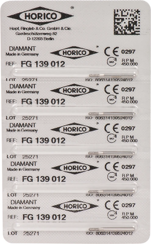 Diamantschleifer 139  Packung  5 Stück FG, Figur 139, 4 mm, ISO 012