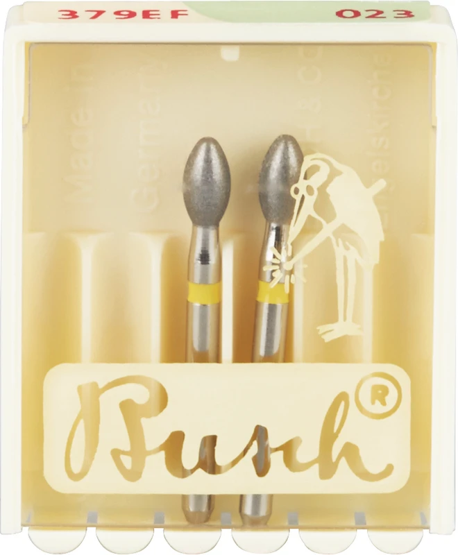 Premium Diamantschleifer 379  Packung  2 Stück gelb extra fein, FG, Figur 277, 4,2 mm, ISO 023