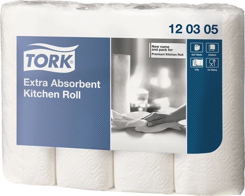 TORK® Premium Küchenrolle   Karton  12 x 4 Stück 23,8 x 26 cm, geprägt, weiß