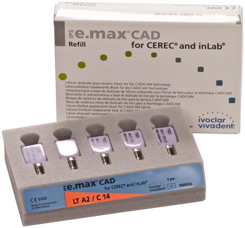 IPS e.max CAD for CEREC\inLab  Packung  5 Stück Gr. C14, A2 LT
