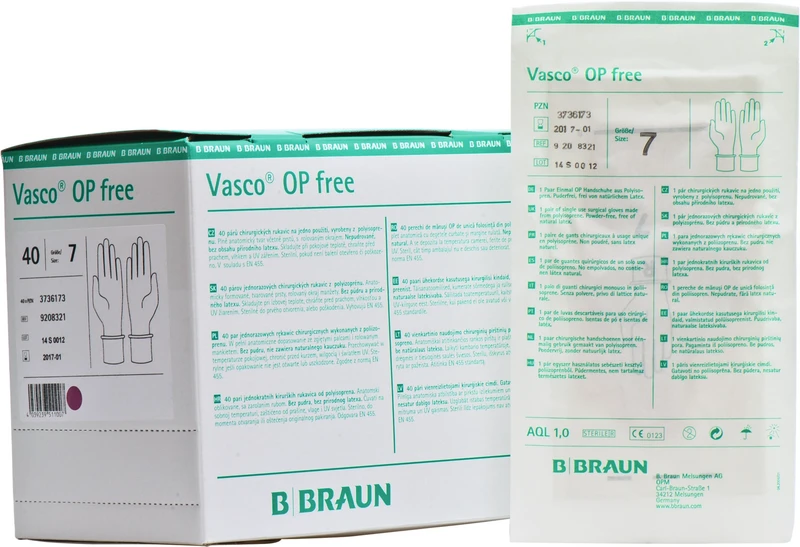Vasco® OP free  Packung  40 Paar puderfrei, naturweiß, Größe 7