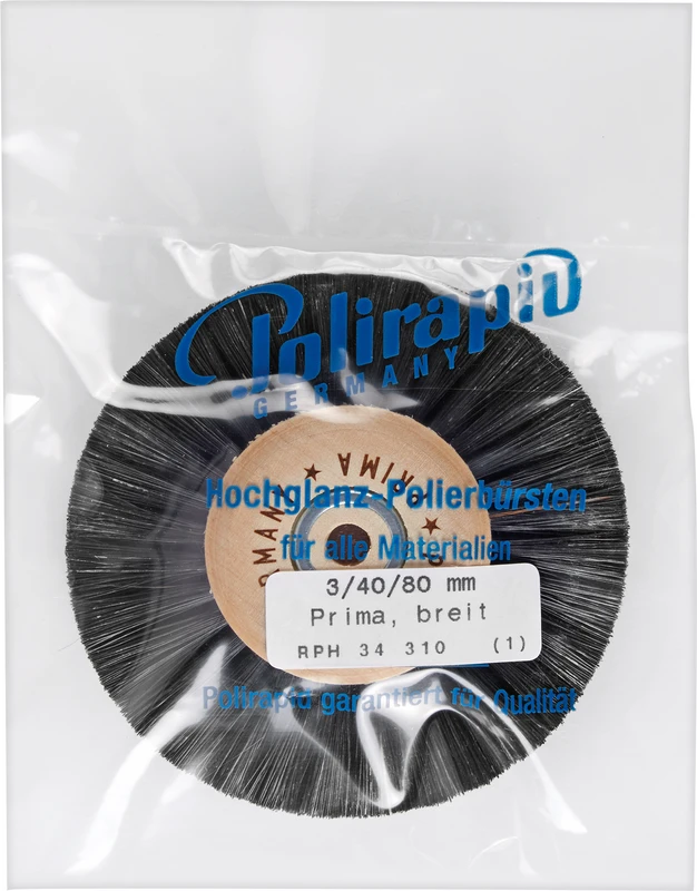 Prima Rundbürsten  Stück  mit HK, 3-reihig, Chungking schwarz breit, Kern: Ø 40 mm, Außen: Ø 80 mm
