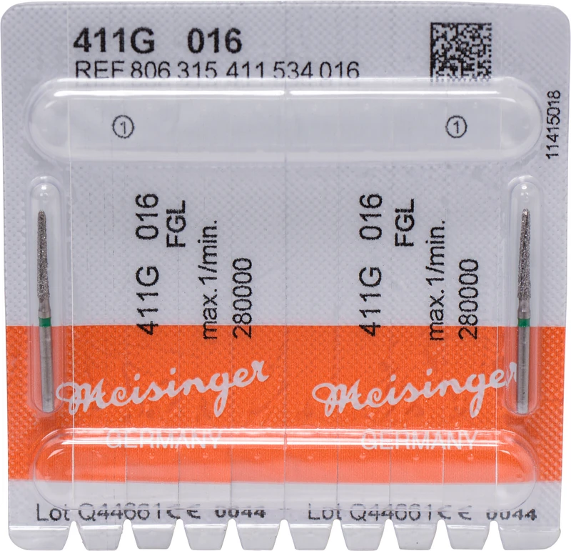 Chirurgie Fräser 411  Packung  2 Stück grün grob, FGL, Figur 411, 11 mm, ISO 016