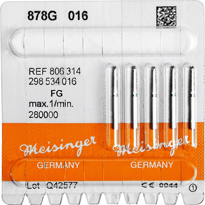 Diamanten 878  Packung  5 Stück grün grob, FG, Figur 298 Torpedo, 8 mm, ISO 016