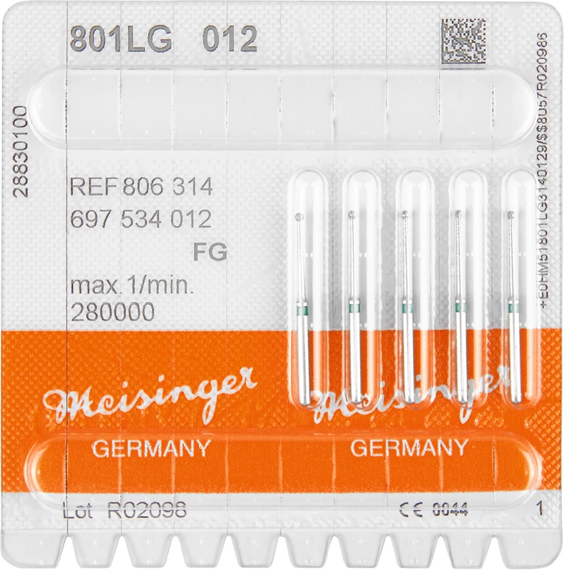 Diamanten 801L  Packung  5 Stück grün grob, FG, Figur 697 Rund lang, ISO 012