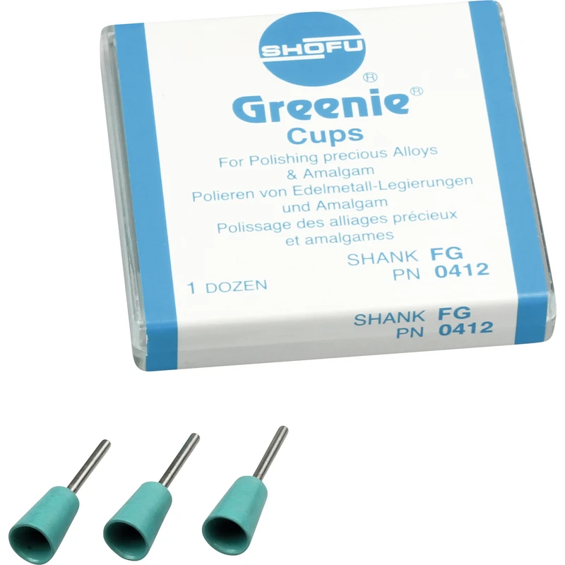 Silikonpolierer  Packung  12 Stück grün, FG, Figur Kelch, ISO 065