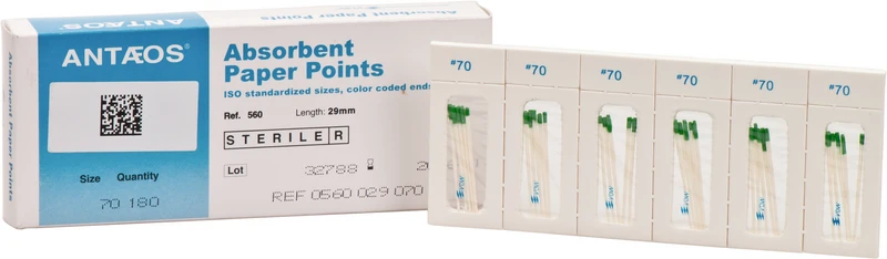 Papierspitzen steril  Packung  180 Stück Taper.02, ISO 070