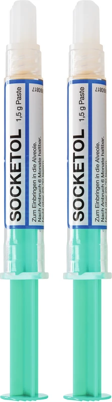 SOCKETOL Paste  Packung  2 x 1,5 g Paste, 6 Luer Lock Kanülen