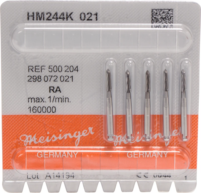 HM-Finierer 244  Packung  5 Stück fein RA, Figur 298 Torpedo konisch, 8 mm, ISO 021