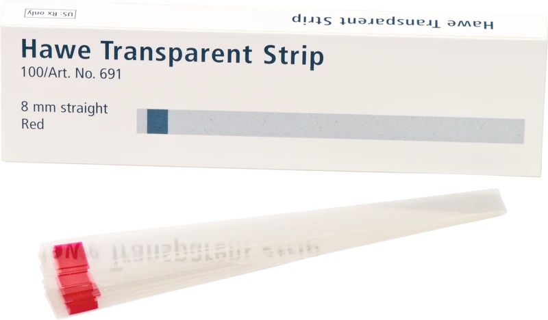 Strips transparent  Packung  100 Stück rot, Länge 100 mm, Breite 8 mm, gerade