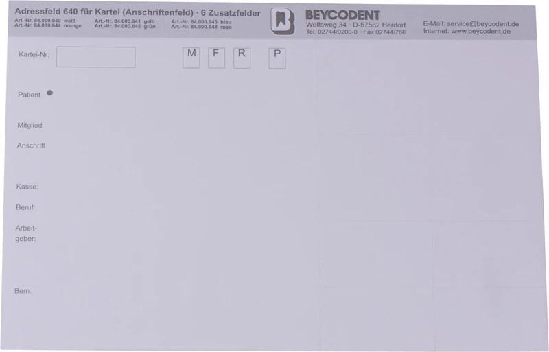 Adressfeld 640  Packung  100 Stück weiß