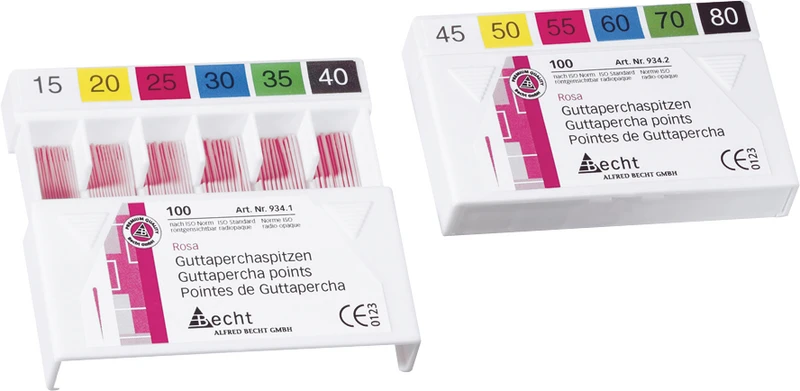 Guttaperchaspitzen rosa  Packung  100 Stück ISO 015