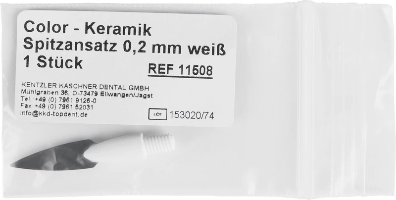 TOPDENT Keramik-Modellier-Instrumente Color - Ansätze  Stück  für Nr. 2, Spitze, 0,2 mm, weiß, starr