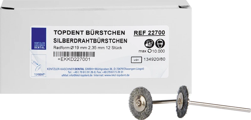TOPDENT Silberdraht Bürstchen  Packung  12 Stück HP, Ø 19 mm