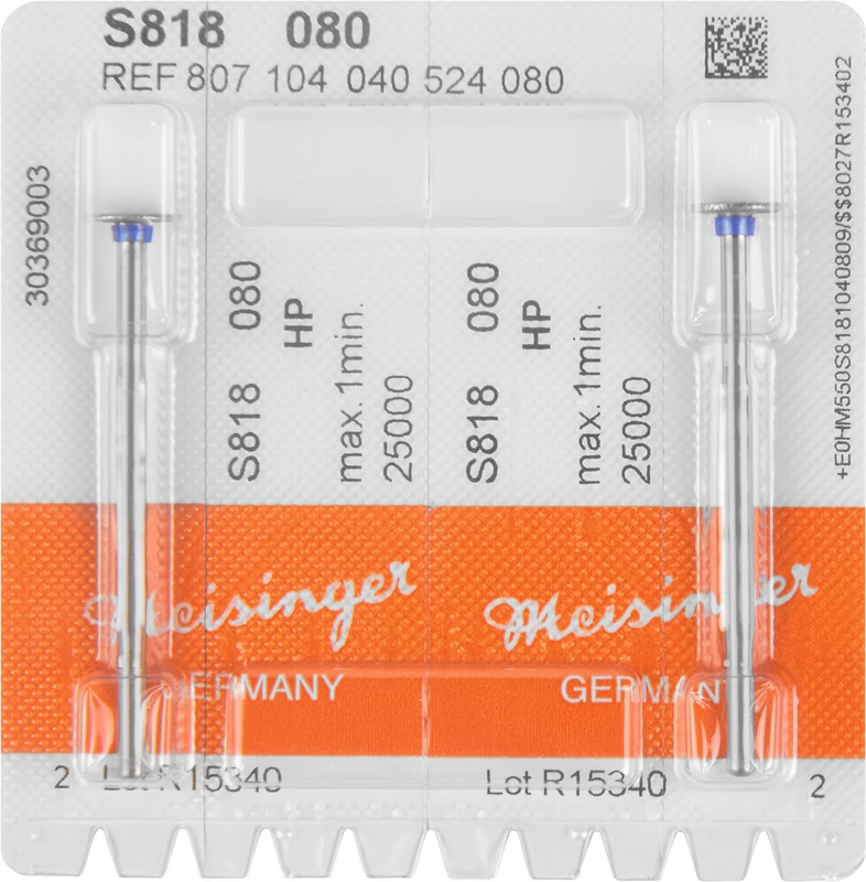 Sinterdiamanten S818  Packung  2 Stück blau mittel, HP, Figur 040 Rad, 0,6 mm, ISO 080