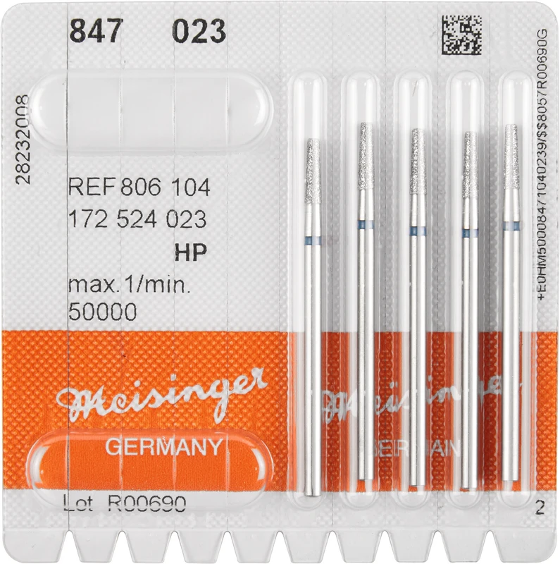 Diamanten 847  Packung  5 Stück blau mittel, FG, Figur 172 konisch, Kante scharf, 8 mm, ISO 023