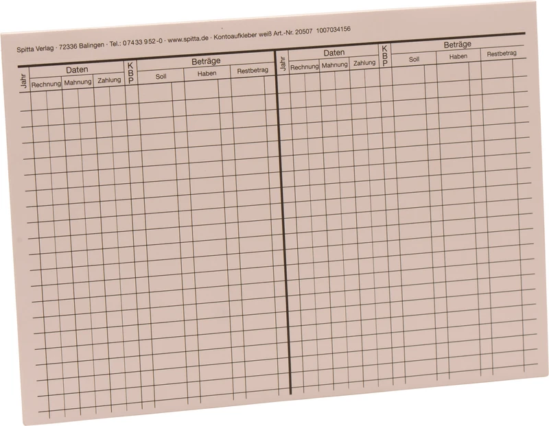 Kontoübersicht für Kartei   Stück  25 Aufkleber