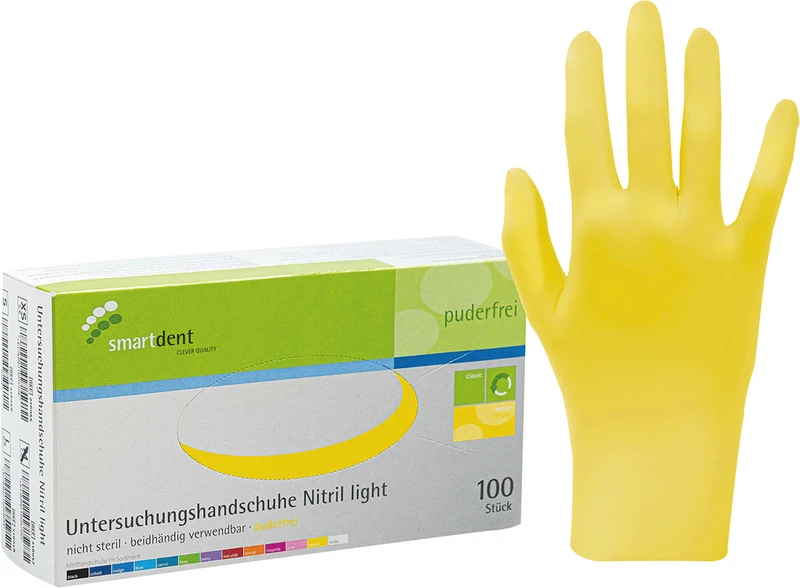 smart Nitrilhandschuhe light  Packung  100 Stück puderfrei, lemon, XS