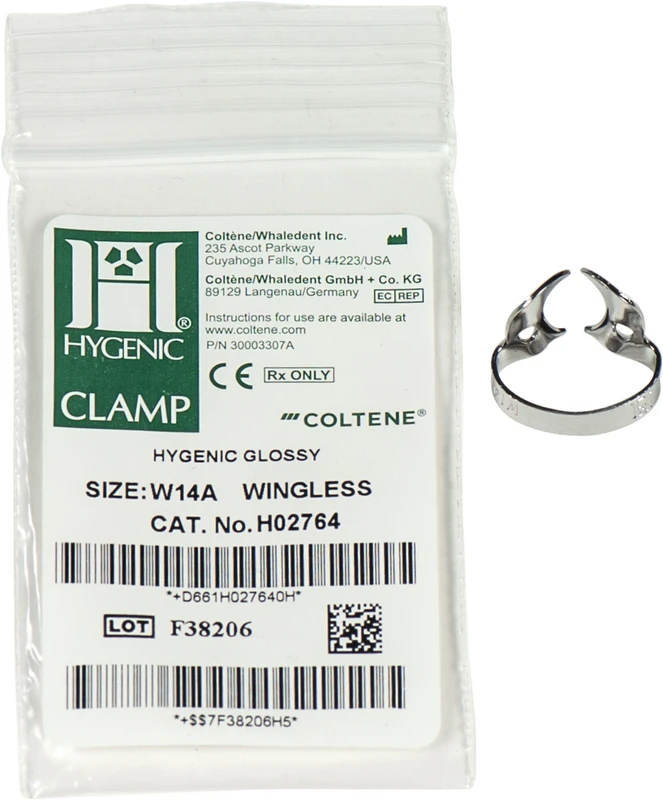 HYGENIC® Dental Dam Klammern  Stück  Klammer ohne Flügel Abwärtsfallender Kieferkamm, für große, teilweise durchbrochene Molaren, 14A