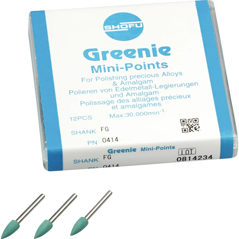 Silikonpolierer  Packung  12 Stück grün, FG, Figur Minispitze, ISO 030