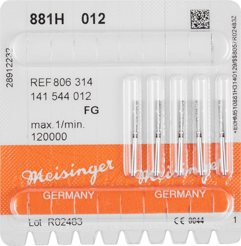 Diamanten 881  Packung  5 Stück schwarz super grob, FG, Figur 141 Zylinder rund, 8 mm, ISO 012