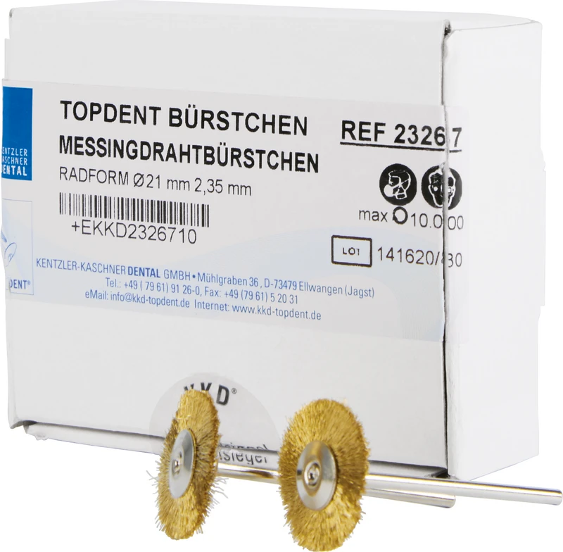 TOPDENT Messingdrahtbürste  Packung  6 Stück, Ø 21 mm