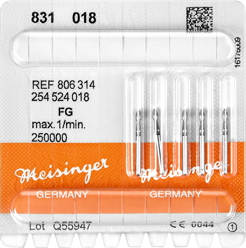 Diamanten 831  Packung  5 Stück blau mittel, FG, Figur 254 Birne, 3,5 mm, ISO 018