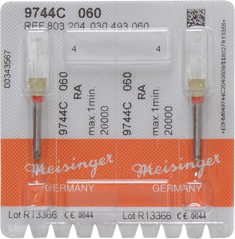 Diamantpolierer 9744  Packung  2 Stück gelb extra fein, RA, Figur 030, 7,5 mm, ISO 060