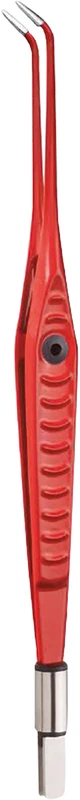 Bipolare-Pinzetten  Stück  12 cm, Standard, gewinkelt, Spitzenbreite: 1 mm, stumpf, rot