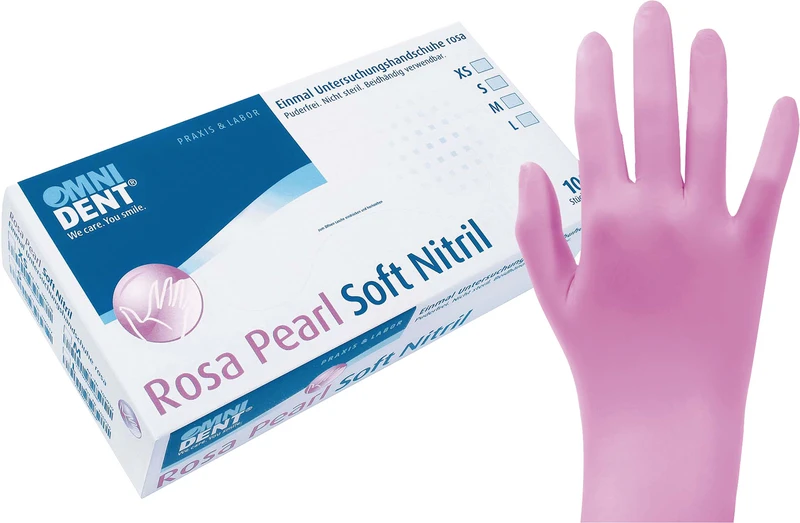 Rosa Pearl Soft Nitril  Packung  100 Stück puderfrei, M