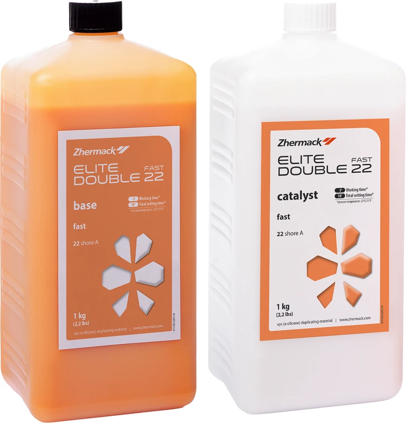 Elite Double 22   Packung  1 kg Flasche Base, 1 kg Flasche Katalysator, orange, schnellabbindend