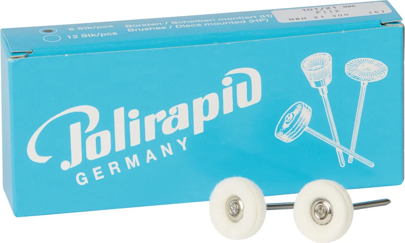 Miniaturbürsten Scheibe  Packung  6 Stück HP, Wollfilz, Ø 21 mm