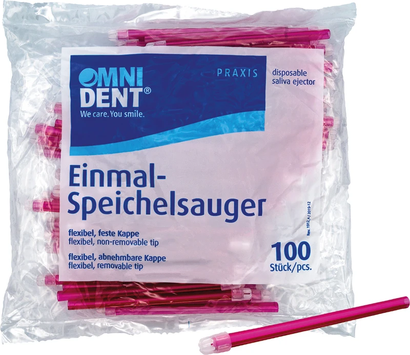 Omni Speichelsauger  Packung  100 Stück lose Kappe rot