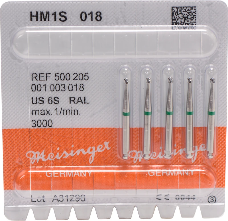 HM-Bohrer 1S  Packung  5 Stück schnittfr. Verz., grün, RAL, Figur 001, ISO 018