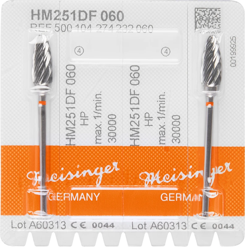 HM-Fräser DF  Packung  2 Stück Doppel-Rechts Verz., rot fein, HP, Figur 274, 14,5 mm, ISO 060