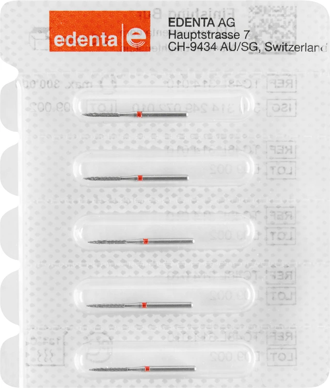 HM-Finierer TC48L  Packung  5 Stück rot, 12 Schneiden, FG, Figur 249 Flamme lang, 8 mm, ISO 010