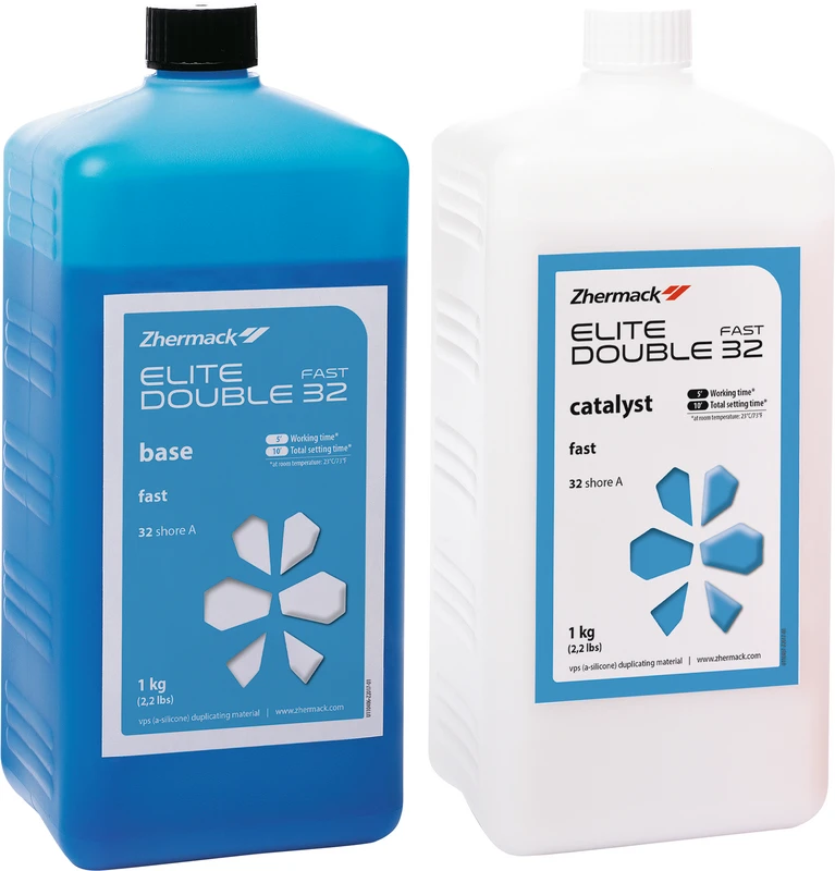 Elite Double 32   Packung  1 kg Flasche Base, 1 kg Flasche Katalysator, blau, schnellabbindend
