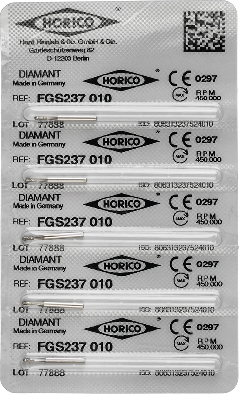 Diamantschleifer 237  Packung  5 Stück FG S, Figur 237, 3 mm, ISO 010