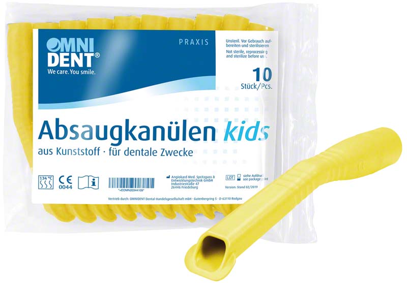Omni Absaugkanülen Kids  Packung  10 Stück gelb