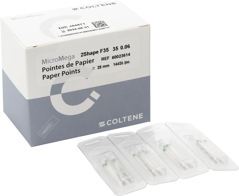 2Shape Paper Points  Packung  144 Stück F35, CP, Taper .06, ISO 035