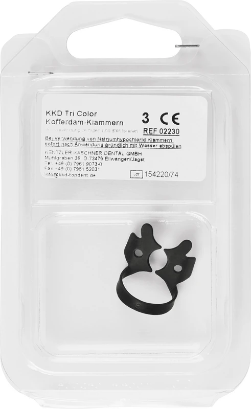 KKD® Kofferdam Klammern triColor Antireflect  Stück  schwarz matt, Nr. 3, für kleine UK Molaren