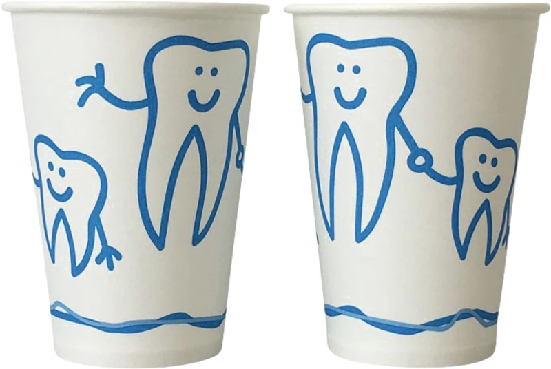 Mundspülbecher Hartpapier  Karton  2.000 Stück Zahndesign weiß